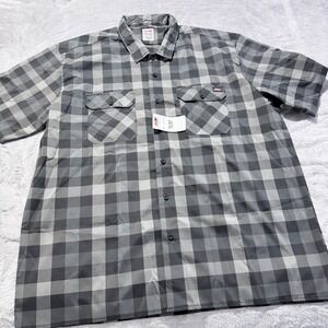 Dickies Men's 3XL 3EG Smoke Black Plaid Short Sleeve Button Up Shirt New